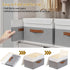 Yawinhe Storage Boxes with Lids, Linen Fabric Bin, Cube Organizer Basket, Washable, White/Grey, 1-Pack