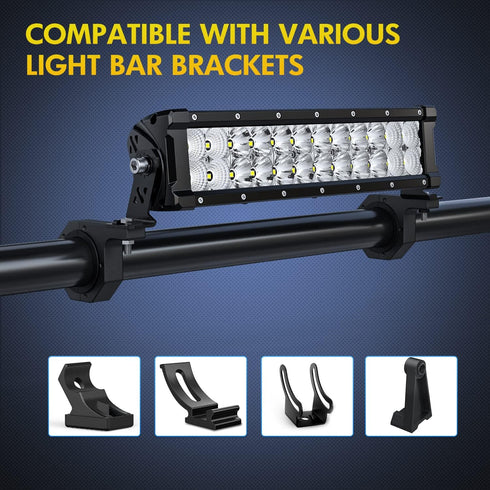 Nilight 2PCS Roll Bar Clamps Mounting Brackets, LED Light Mount Clamps Fit on 2.135" to 2.5” Bull Bars