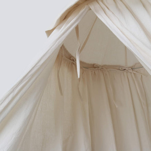 YIUOR Kids Bed Canopy with Frills Cotton Cover Net for Crib Reading Nook Curtain Hideaway Hanging Round Tent Nursery