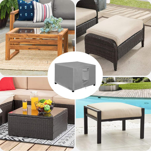 21L 21W 17H Inch, OutdoorLines Outdoor Waterproof Patio Ottoman Covers - Square UV-Proof Patio Side Table Cover