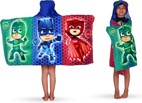 PJ Masks Bath/Pool/Beach Soft Cotton Terry Hooded Towel Wrap, 24" x 50", by Franco Kids