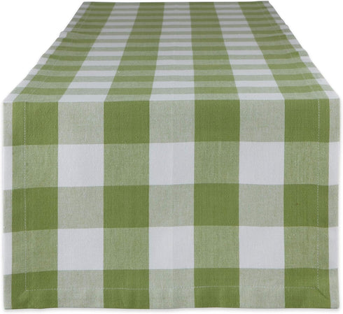 DII Buffalo Check Collection Classic Farmhouse Table Runner, 14x72, Antique Green