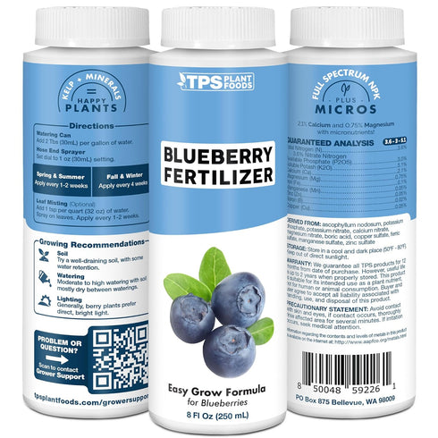 1 Blueberry Fertilizer Liquid Plant Food for Bigger Berries, Better Fruit Production & Stronger Root Development