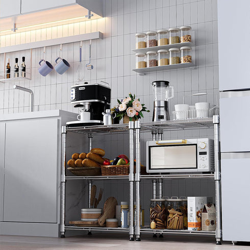 MZG Wire Storage Shelving 3-Tier Utility Shelving Unit, Steel Organizer Wire Rack for Home, Kitchen, Office - Chrome
