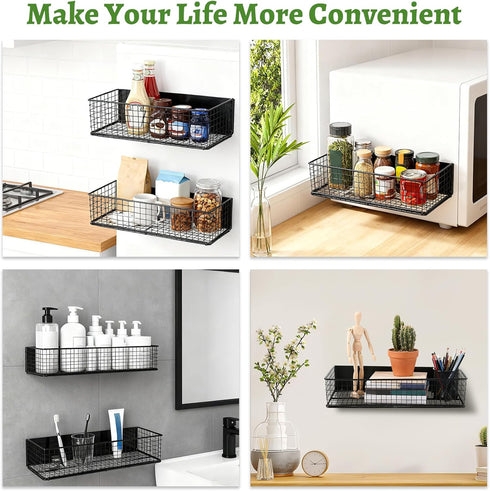 ONESIXEC 2 Pack Magnetic Basket for Fridge, Magnetic Spice Rack for Side of Refrigerator, Magnet Wire Bin Basket Fridge