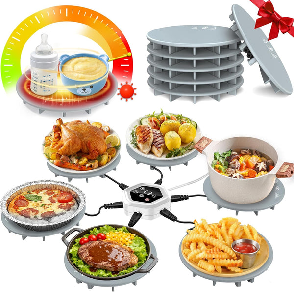 YOHHOS Warming Mat for Food,Upgrade 6-Pad Food Warming Mat,Fast Heating Silicone Warmer Tray
