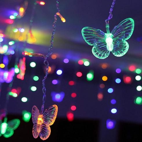 Butterfly Curtain Fairy Light, 120 LED USB Window String Lights, Waterproof Copper Wire for Room Decor