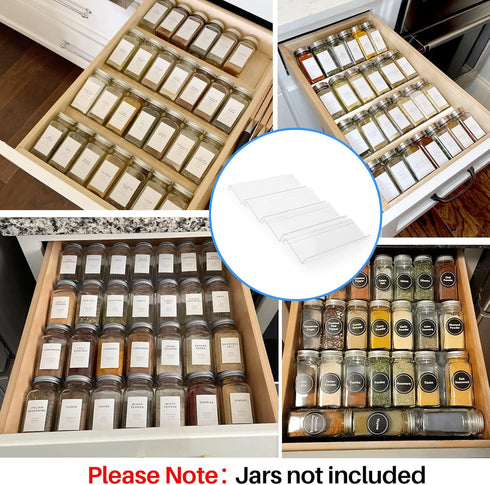 MIUKAA Clear Acrylic Spice Drawer Organizer, 4 Tier Seasoning Jars Drawers Insert, Kitchen Spice Rack Tray for Drawer/Countertop (Jars not included) by MIUKAA