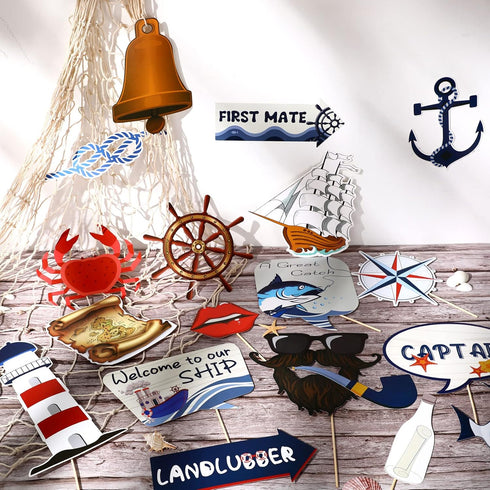 36 Sailboat Pieces Nautical Photo Booth Props, Sailor Birthday Party Supplies, Cruise Anchor Yacht Photography Props