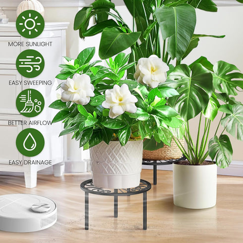 7.9-inch TOSKING Heavy Duty Metal Plant Stand - Decorative Round Plant Stand, Adjustable Leveling Feet & Rust-Resistant