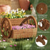 PULIJIAJU Wooden Wagon Planter Flower Cart with Wheels Garden Box Garden Planter, Decorative Planter for Flowers Herbs