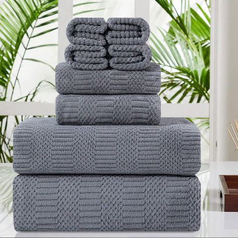 8 Piece Oversized Gray Bath Towel Set-2 Extra Large Bath Towel Sheets,2