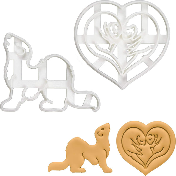 Set of 2 Ferret Cookie Cutters - Designs: Body & Love, 2 Pieces by Bakerlogy