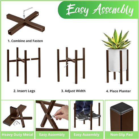 10 16 Inches 1 Pack) Sorbus Adjustable Metal Plant Stand Mid Century Style Flower Pot Holder, to Planter Stand