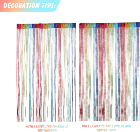Door String Curtain, Wall Panel Fringe Window Room Divider Blind, Decorative Tassel Screen for Wedding Coffee House