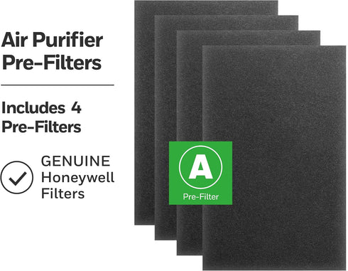 Honeywell HRF-A100 Air Purifier Pre Kit Filter, 4-Pack - Targets Dust, VOC, Pet, Kitchen, and Wildfire/Smoke Odors