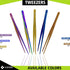 Cynamed 10” Kitchen Premium Tongs Tweezers, Stainless Steel with Precision Serrated Tips (Rainbow)