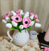 Artificial Tulips 10 Heads Mini Real Touch Flowers, Fake Tulip for Home Decor, Wedding Party DIY Bouquet (White)