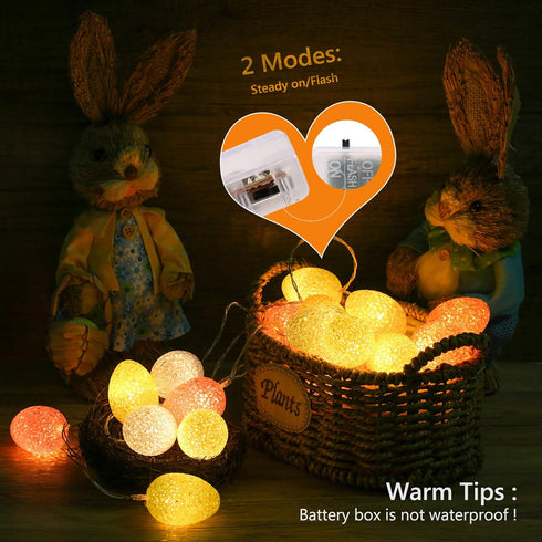 5.94ft 10 LYHOPE Easter Pastel Lights, LED Egg Decoration Lights, Battery Powered Egg String Lights for Easter, Party