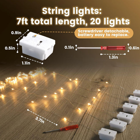 15 Pack 7Ft 20 DomeStar Fairy Lights Battery Operated, LED Waterproof String Lights Wire Firefly Starry Moon Light