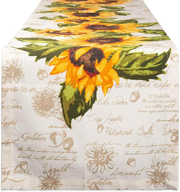 DII Spring & Summer Table Runner, 14x108, Rustic Sunflowers Print Table Top Décor Collection