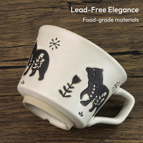 11 oz (Set 4, Ceramic Coffee Mug, Small Novelty Unique Teacup with Handle, Stoneware Cup for Tea Mocha Latte Cappuccino