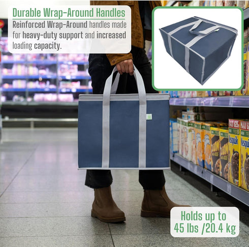 3 Pack 3 Pack) VENO Cooler Bag Insulated Reusable Grocery Shopping Bag, Food Delivery, Heavy Duty, Large Size, Durable