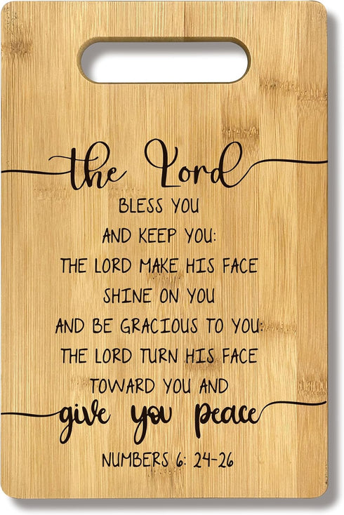Christian Religious Gifts For Women, Bamboo Cutting Board Decor with The Lord Bless You And Keep You Scripture