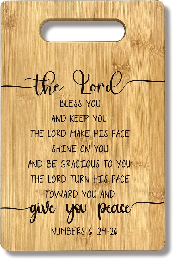 Christian Religious Gifts For Women, Bamboo Cutting Board Decor with The Lord Bless You And Keep You Scripture