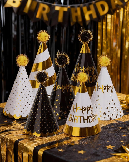 30 8 22 JOYEONDEF Pcs Gold Birthday Party Hats Cone Hats Includes Birthday Paper Hats and Noise Makers