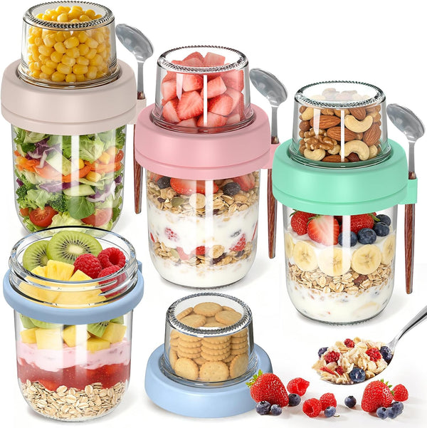 4 Pack Overnight Oats Containers with Lids and Spoons, 20 oz (16+4)