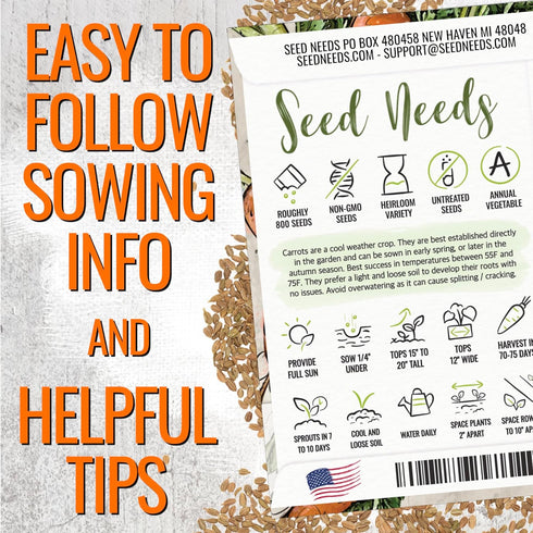 (5 Packs) Seed Needs Carrot Seeds for Planting Tendersweet Carrots - Non-GMO Heirloom & Untreated Vegetable Seed