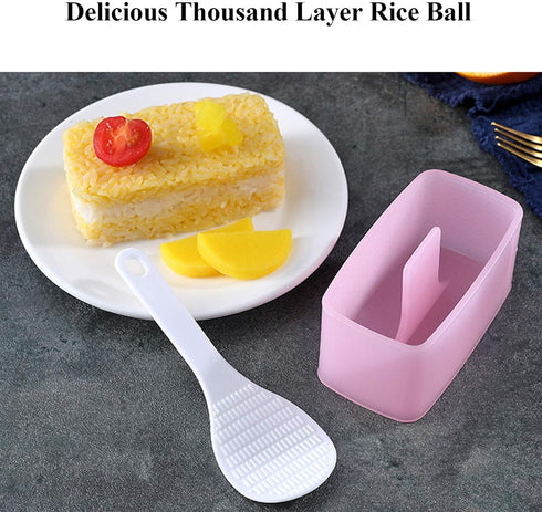 Musubi Maker Press, 2 Pack Rice Ball Mold, Rectangle Thousand Layer Sushi Maker Mold (Pink)
