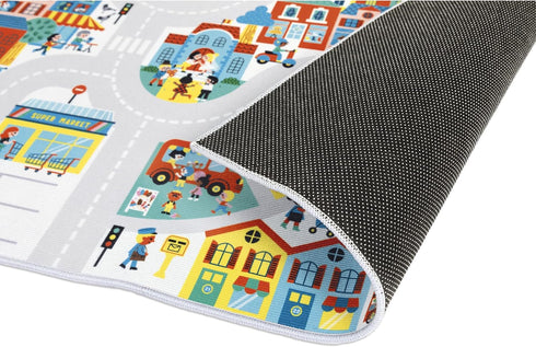 120 78cm 2 J05910 Janod - Children's Car Rug - City Theme - Soft & Non-Slip - Urban Pattern - Play Rug for Girls