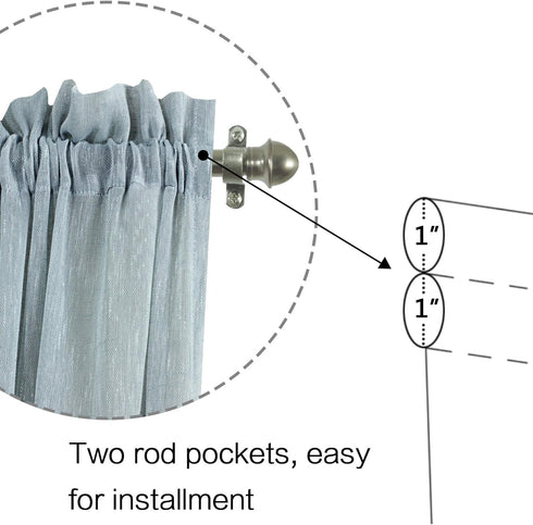H.VERSAILTEX Sheer French Door Curtain, Light Filtering Rod Pocket Drapes, 52"x72" - Teal, Tieback Included
