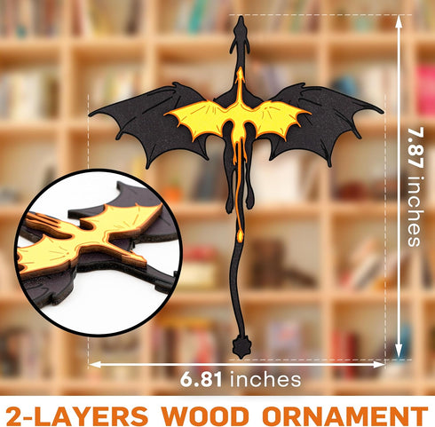 7.9 inch, Big Size Dragon Ornament, Wooden Book Shelf, Library, Bookshelf Decor, Book Lovers Gifts