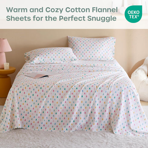 Cozy 100% Set, Set, 4 Intelligent Design Flannel Sheets Queen, Soft Cotton Flannel Bedding, Printed Warm Queen Sheets