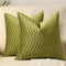 DEZENE 18x18 Moss Green Throw Pillow Cases, 2 Pack Original Striped Velvet Decorative Covers