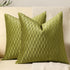 DEZENE 18x18 Moss Green Throw Pillow Cases, 2 Pack Original Striped Velvet Decorative Covers