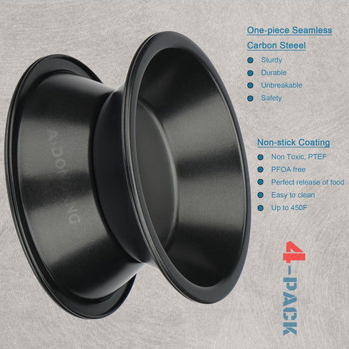 5 Inch Small Pie Pan, 4 Pack Nonstick Round Tins for Cake, Bread, and Meat Baking