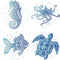 GORGECRAFT 4PCS 6.3 Inch Sea Animal Window Decals, Waterproof Static Clings for Bedroom Bathroom, Prevent Bird Strikes