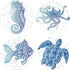 GORGECRAFT 4PCS 6.3 Inch Sea Animal Window Decals, Waterproof Static Clings for Bedroom Bathroom, Prevent Bird Strikes
