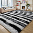5x7 Black and White Fluffy Soft Plush Striped Area Rugs for Bedroom, Indoor Non Slip Washable Rug for Living Room