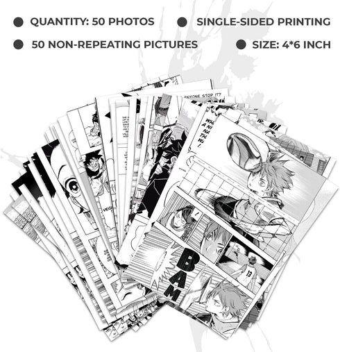 WOONKIT Anime Posters Pack - 50PCS 4X6 INCH MHA Anime Wall Collage Kit for Bedroom and Dorm Decor