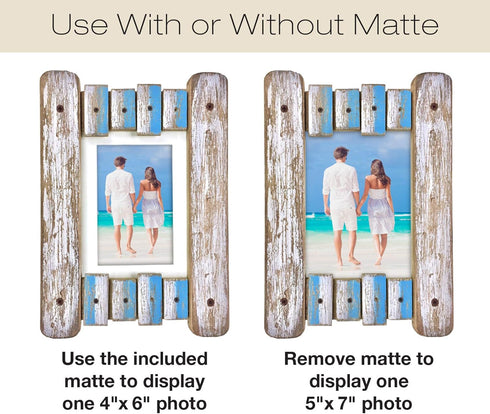 EXCELLO GLOBAL PRODUCTS Rustic Wooden Home Decor Picture Frame, 8.25x11.5 in, Fits Pictures 5x7 and 4x6 with Matte