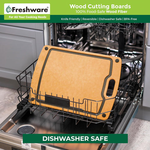 Wood Cutting Board with Juice Grooves, Dishwasher Safe, Medium Cutting Board, 14.6 x 11-inch