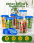 Canfanni 10 Pack-33oz Set, Freezer Storage Containers Plastic Food Storage Containers with Twist Top Lids, BPA Free