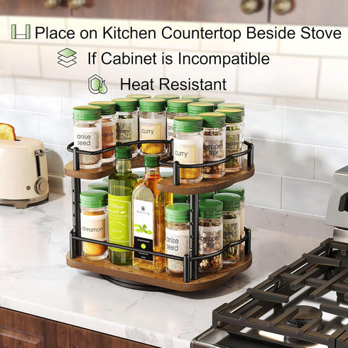 11 inches, 10.5 inches Spice Rack Organization for Cabinet - Height Adjustable Rotating Lazy Susan Organizer, Spice