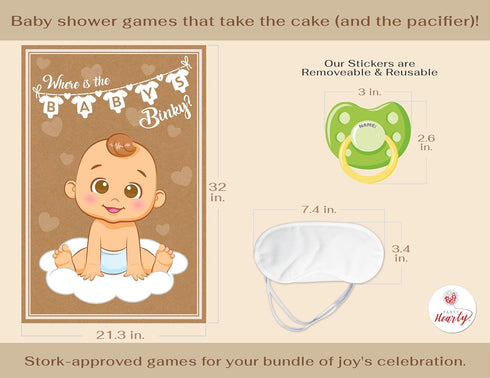 Dummy Party Hearty Funny Baby Shower Games for Boy, Pin The Pacifier on The Baby Game, Where is The Babys Binky, Pin