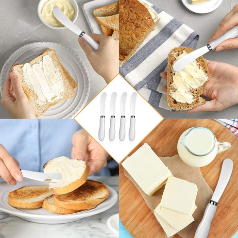 8 5.74 Inch Patelai Pcs Butter Spreader Knives, Stainless Steel Butter Knife with White Porcelain Handles Multipurpose